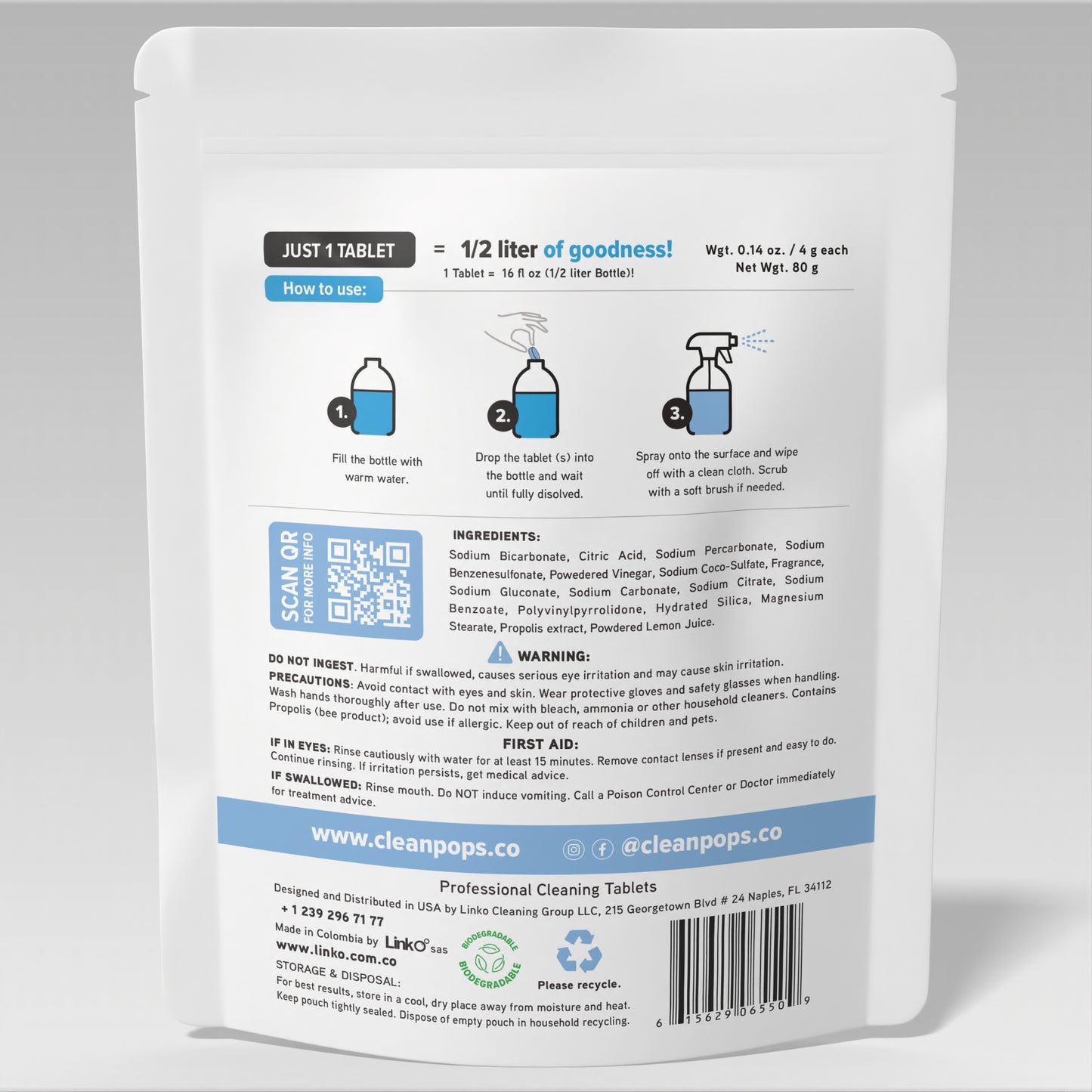 Bathroom Cleaner Cielito Scent Master bag x 20 Professional Cleaning Tablets
